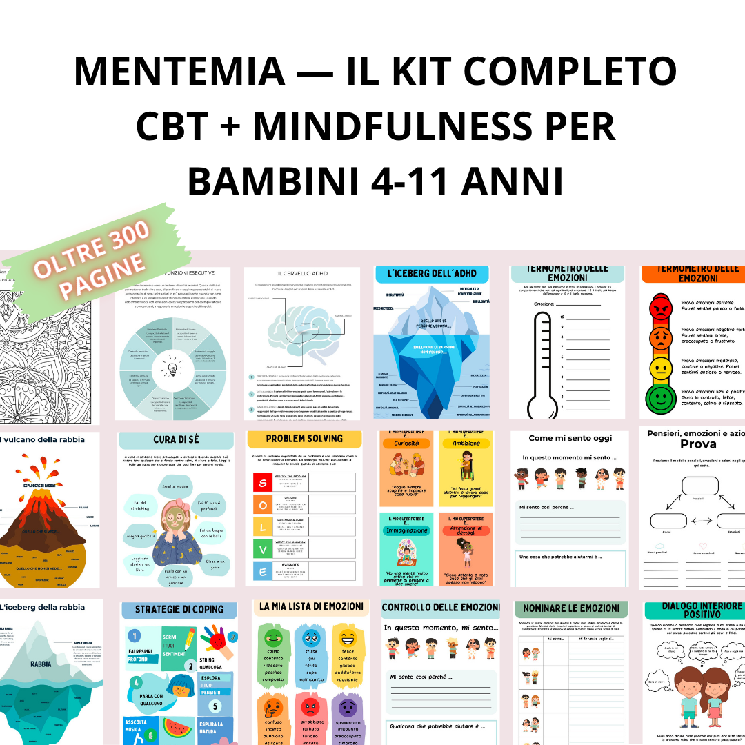 MenteMia — Il Kit Completo CBT + Mindfulness per Bambini 4-11 anni